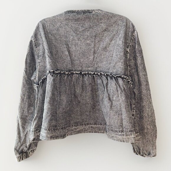 NEW Savanna Jane Western Denim V-Neck Top Women Size Med Long Sleeve Rustic Boho - Picture 8 of 10